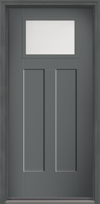 80" Satin Etch Craftsman Top View 2 Panel Shaker Smooth Fiberglass Single Door