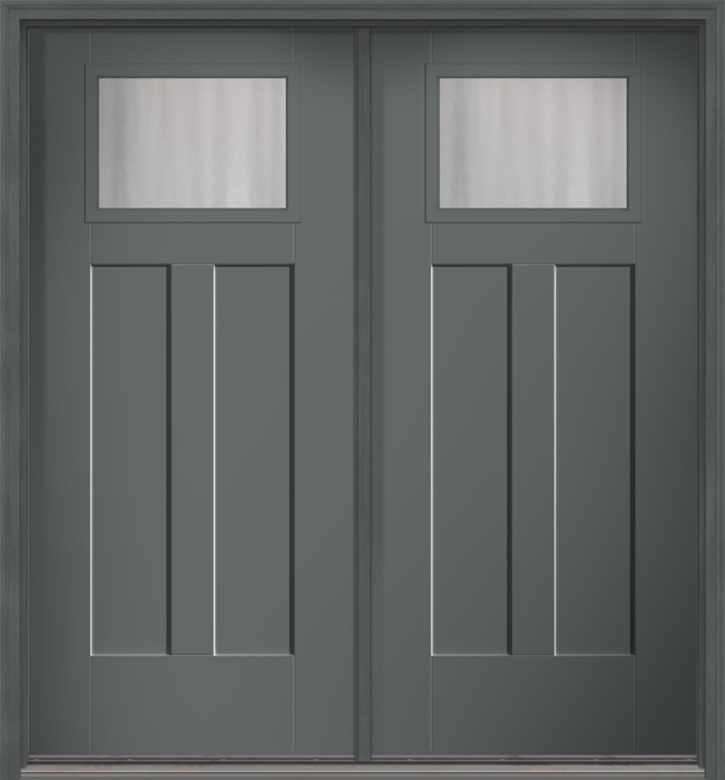 80" Chinchilla Craftsman Top View 2 Panel Shaker Smooth Fiberglass Double Door