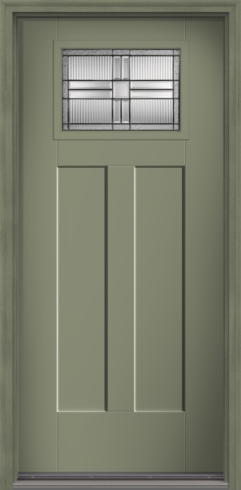 80" Saratoga Craftsman Top View 2 Panel Shaker Smooth Fiberglass Single Door
