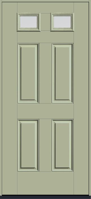 80" Clear Top View 2 Lite 4 Panel Smooth Fiberglass Single Door