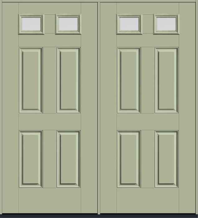 80" Clear Top View 2 Lite 4 Panel Smooth Fiberglass Double Door