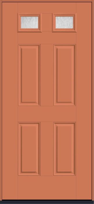 80" Chord Top View 2 Lite 4 Panel Smooth Fiberglass Single Door