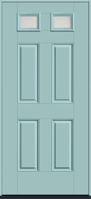 80" Satin Etch Top View 2 Lite 4 Panel Smooth Fiberglass Single Door