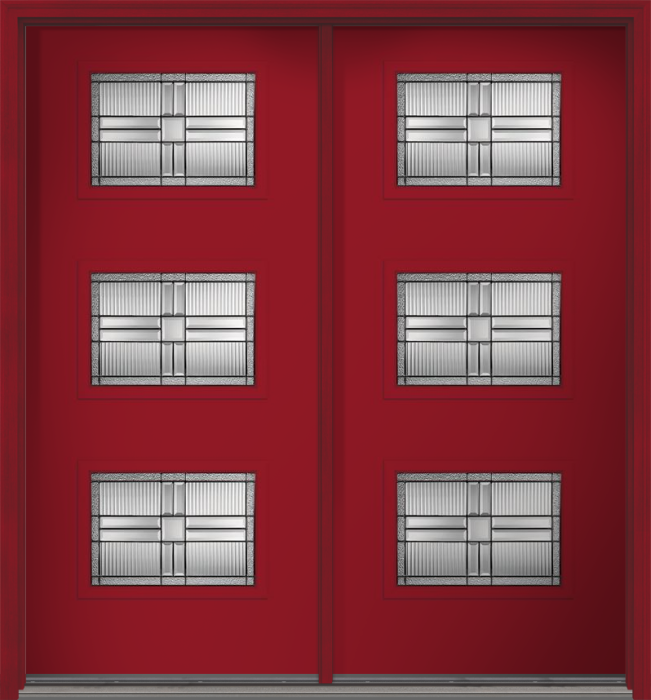 80" Saratoga Pulse Ari 3-Lite Smooth Fiberglass Double Door