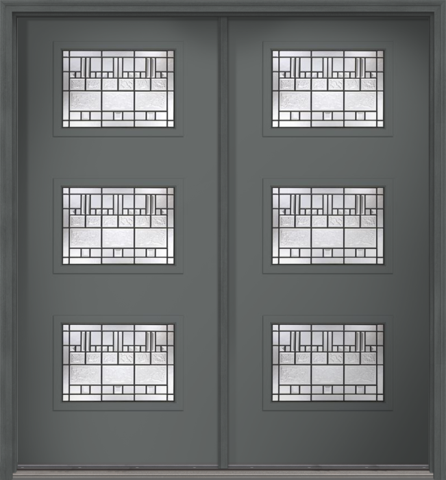 80" Sedona Pulse Ari 3-Lite Smooth Fiberglass Double Door