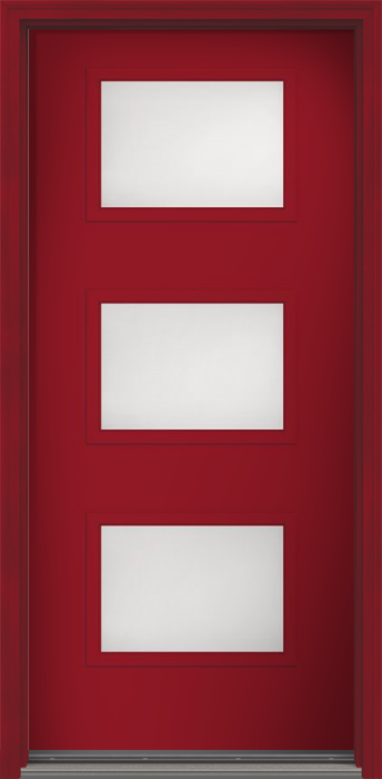 80" Satin Etch Modern Pulse Ari 3-Lite Smooth Fiberglass Single Door