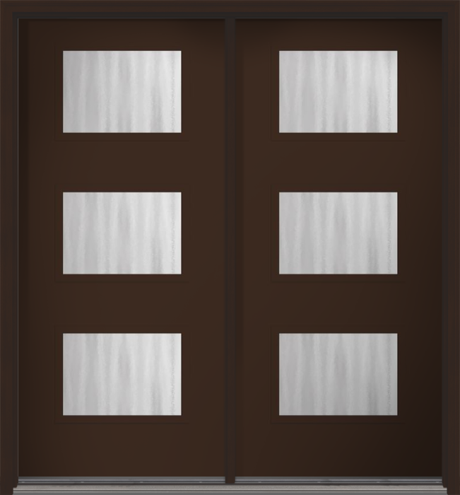 80" Chinchilla Modern Pulse Ari 3-Lite Smooth Fiberglass Double Door
