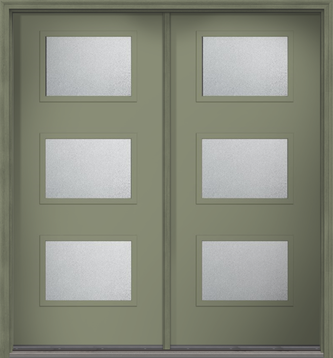 80" Granite Modern Pulse Ari 3-Lite Smooth Fiberglass Double Door