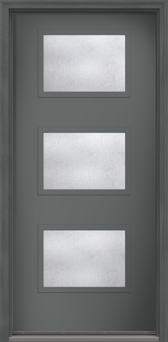 80" Rainglass Modern Pulse Ari 3-Lite Smooth Fiberglass Single Door
