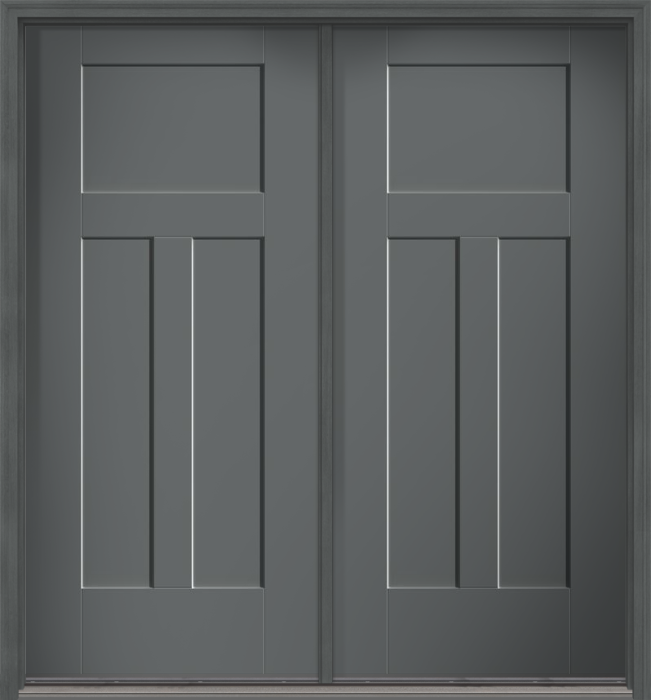 80" 3 Panel Craftsman Smooth Shaker Fiberglass Double Door
