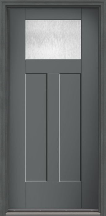 80" Chord Craftsman Top View 2 Panel Shaker Smooth Flush-Glazed Fiberglass Single Door