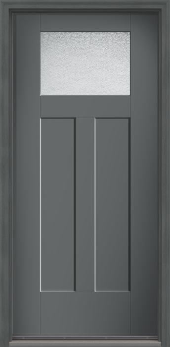 80" Granite Craftsman Top View 2 Panel Shaker Smooth Flush-Glazed Fiberglass Single Door