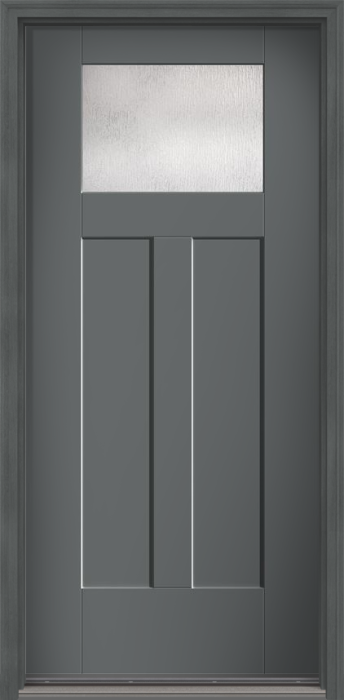 80" Rainglass Craftsman Top View 2 Panel Shaker Smooth Flush-Glazed Fiberglass Single Door