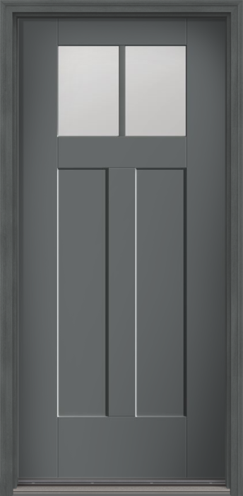 80" Low-E Craftsman 2 Lite 2 Panel Shaker SDL Flat 1-1/8" Smooth Flush-Glazed Fiberglass Single Door