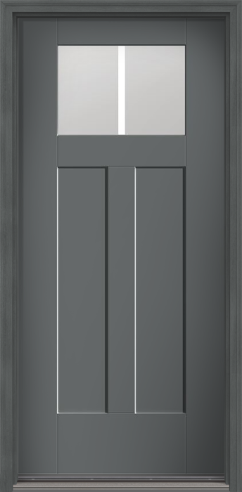 80" Satin Etch Craftsman 2 Lite 2 Panel Shaker SDL Flat 1-1/8" Smooth Flush-Glazed Fiberglass Single Door