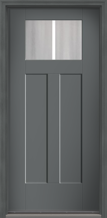80" Chinchilla Craftsman Top View 2 Lite 2 Panel Shaker SDL Flat 1-1/8" Smooth Flush-Glazed Fiberglass Single Door