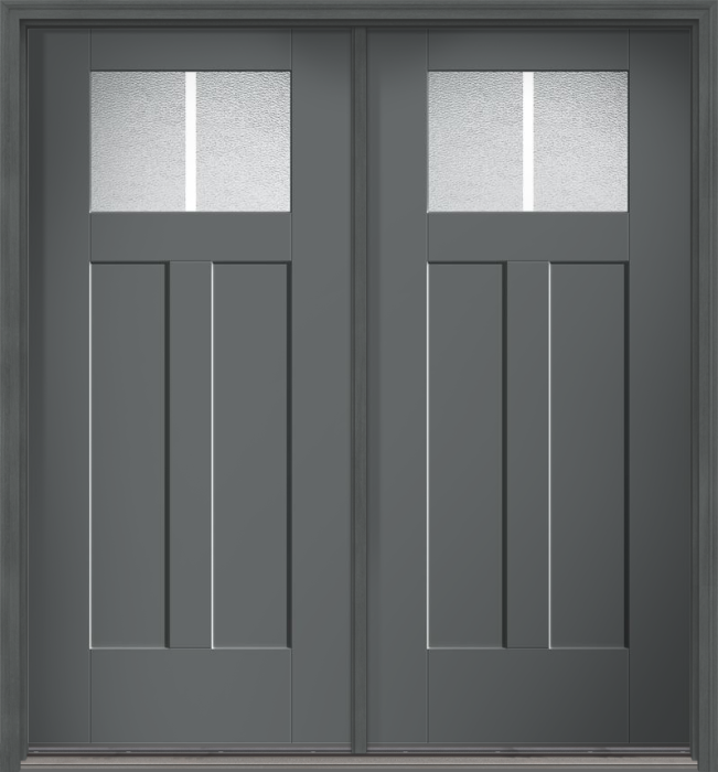 80" Granite Craftsman 2 Lite 2 Panel Shaker SDL Flat 1-1/8" Smooth Flush-Glazed Fiberglass Double Door
