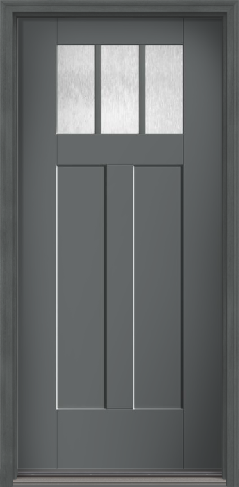 80" Chord Craftsman 3 Lite 2 Panel Shaker SDL Flat 1-1/8" Smooth Flush-Glazed Fiberglass Single Door