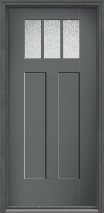 80" Granite Craftsman 3 Lite 2 Panel Shaker SDL Flat 1-1/8" Smooth Flush-Glazed Fiberglass Single Door