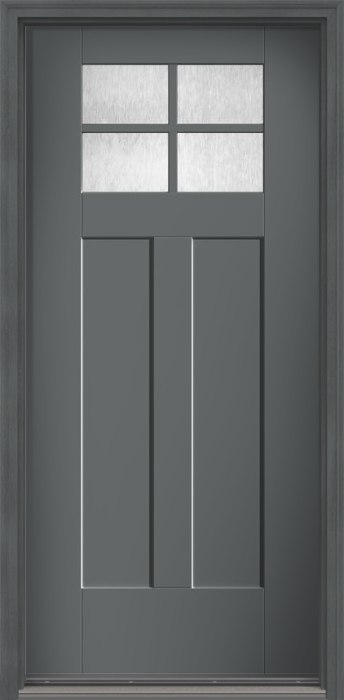 80" Chord Craftsman 4 Lite 2 Panel Shaker SDL Flat 1-1/8" Smooth Flush-Glazed Fiberglass Single Door