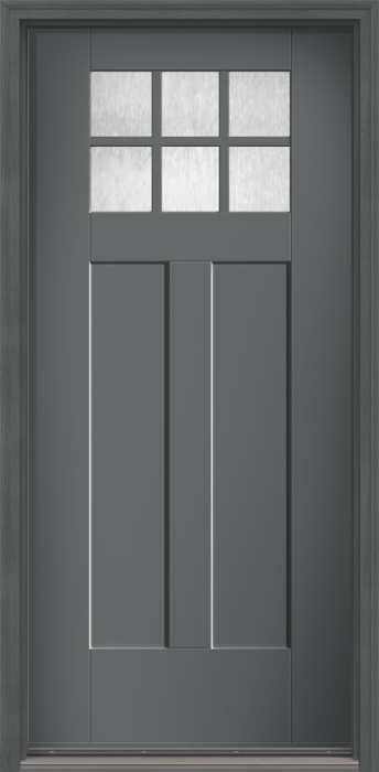 80" Chord Craftsman 6 Lite 2 Panel Shaker SDL Flat 1-1/8" Smooth Flush-Glazed Fiberglass Single Door
