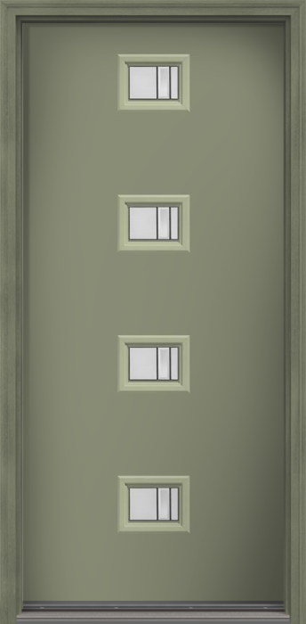80" Axis Modern Pulse Echo 4-Lite Centered Smooth Fiberglass Single Door