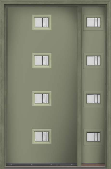 80" Axis Modern Pulse Echo 4-Lite Centered Smooth Fiberglass Single Door, Sidelite