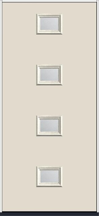 80" Granite Modern Pulse Echo 4-Lite Centered Smooth Fiberglass Single Door