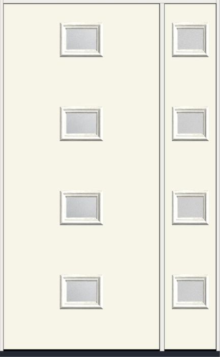 80" Granite Modern Pulse Echo 4-Lite Centered Smooth Fiberglass Single Door, Sidelite