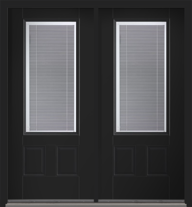 80" Clear Raise/Tilt Smooth 3/4 Lite 2 Panel Fiberglass Double Door