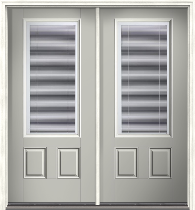 80" Low-E Raise/Tilt Smooth 3/4 Lite 2 Panel Fiberglass Double Door