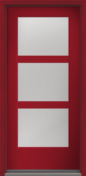 80" Clear Contemporary 3 Lite SDL Flat 3-1/2" Smooth Full Lite Flush-Glazed Fiberglass Single Door