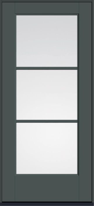 80" Low-E Colonial 3 Lite SDL Flat 1-1/8" Smooth Full Lite Flush-Glazed Fiberglass Single Door