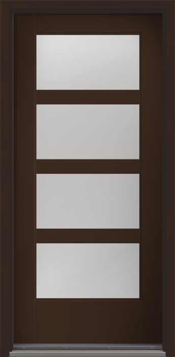 80" Low-E Contemporary 4 Lite SDL Flat 3-1/2" Smooth Full Lite Flush-Glazed Fiberglass Single Door