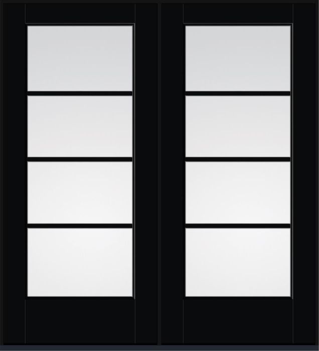 80" Clear Colonial 4 Lite Horizontal SDL Flat 1-1/8" Smooth Full Lite Flush-Glazed Fiberglass Double Door