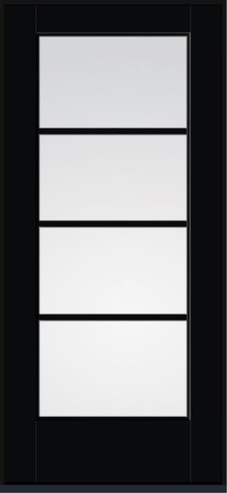 80" Low-E Colonial 4 Lite Horizontal SDL Flat 1-1/8" Smooth Full Lite Flush-Glazed Fiberglass Single Door