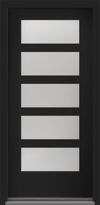 80" Clear Contemporary 5 Lite SDL Flat 3-1/2" Smooth Full Lite Flush-Glazed Fiberglass Single Door
