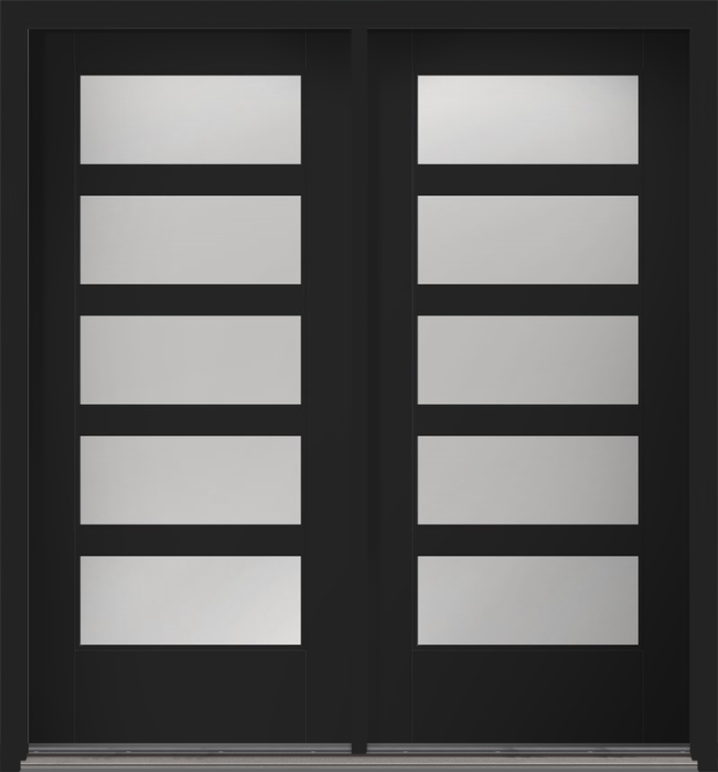 80" Clear Contemporary 5 Lite SDL Flat 3-1/2" Smooth Full Lite Flush-Glazed Fiberglass Double Door
