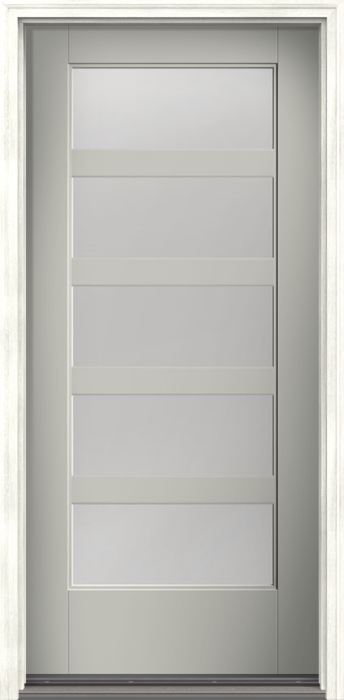 80" Low-E Contemporary 5 Lite SDL Flat 3-1/2" Smooth Full Lite Flush-Glazed Fiberglass Single Door