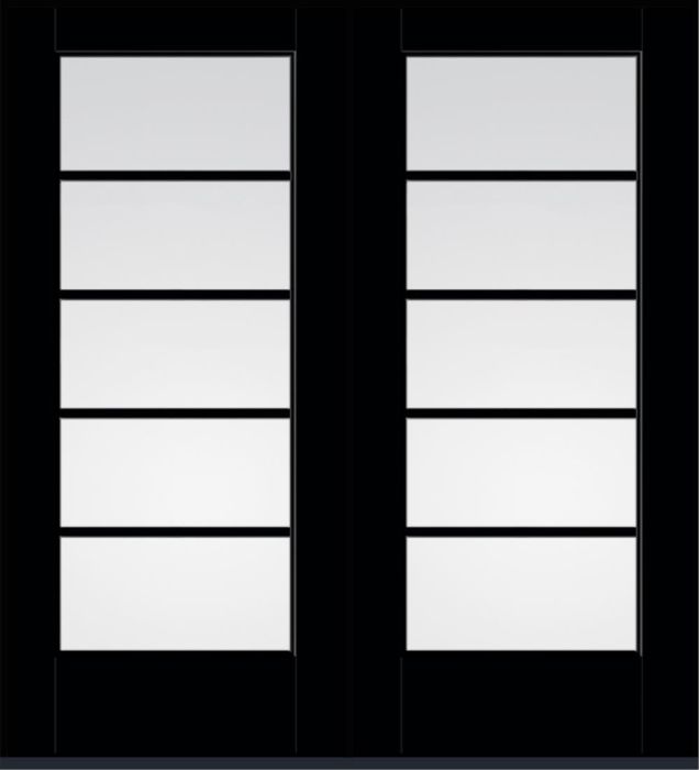 80" Low-E Colonial 5 Lite SDL Flat 1-1/8" Smooth Full Lite Flush-Glazed Fiberglass Double Door