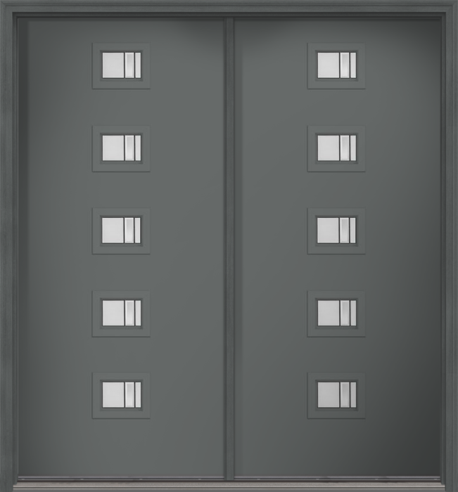 80" Axis Modern Pulse Echo 5-Lite Centered Smooth Fiberglass Double Door