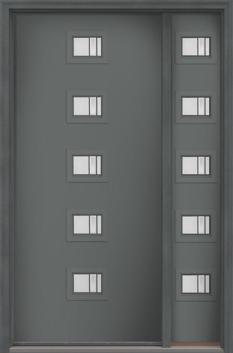 80" Axis Modern Pulse Echo 5-Lite Centered Smooth Fiberglass Single Door, Sidelite