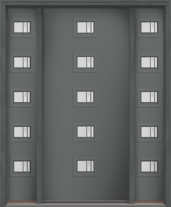 80" Axis Modern Pulse Echo 5-Lite Centered Smooth Fiberglass Single Door, Sidelites