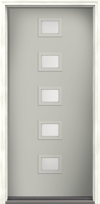80" Satin Etch Modern Pulse Echo 5-Lite Centered Smooth Fiberglass Single Door