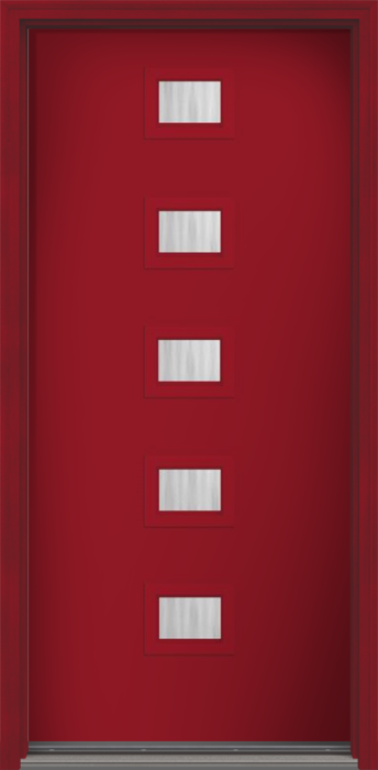 80" Chinchilla Modern Pulse Echo 5-Lite Centered Smooth Fiberglass Single Door