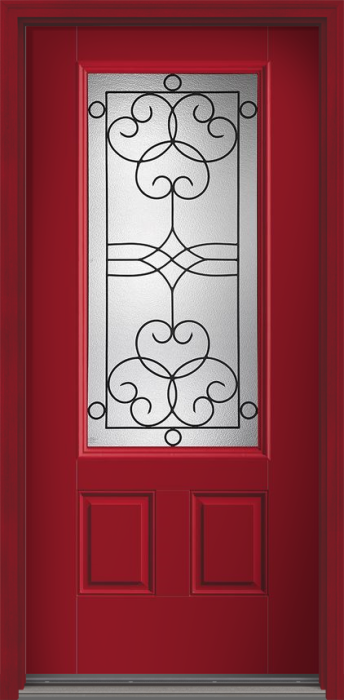 80" Salinas 3/4 Lite 2 Panel Smooth Fiberglass Single Door
