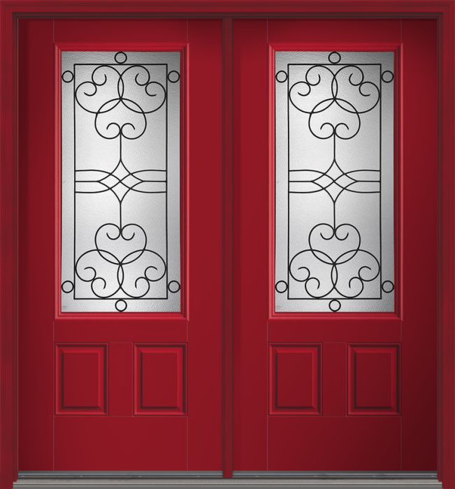 80" Salinas 3/4 Lite 2 Panel Smooth Fiberglass Double Door