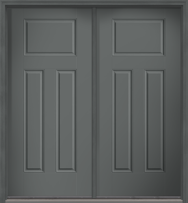 80" 3 Panel Craftsman Smooth Fiberglass Double Door