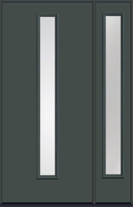 80" Clear Modern Pulse Linea Centered Smooth Fiberglass Single Door, Sidelite