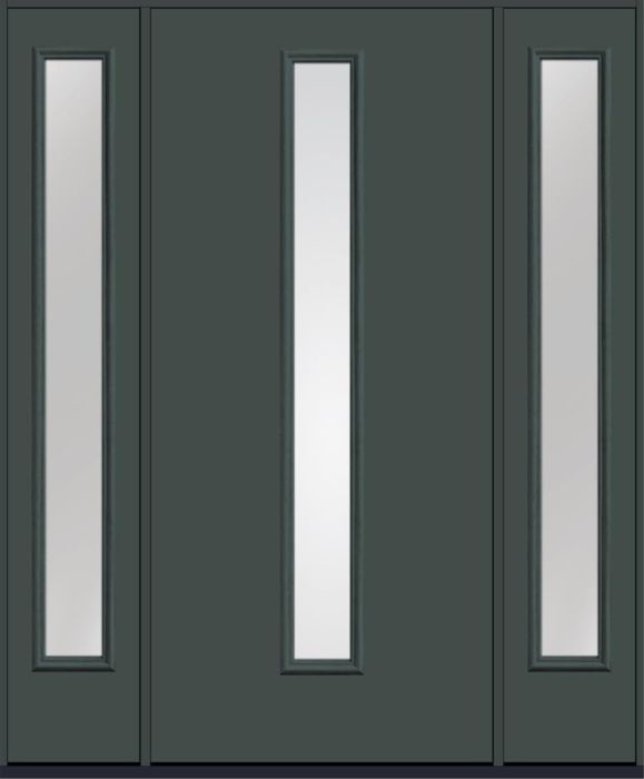 80" Clear Modern Pulse Linea Centered Smooth Fiberglass Single Door, Sidelites